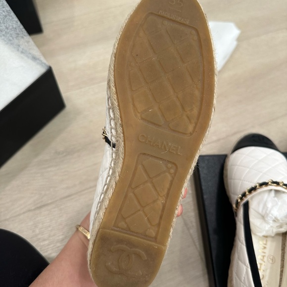 CHANEL Quilted Espadrilles - White and Black